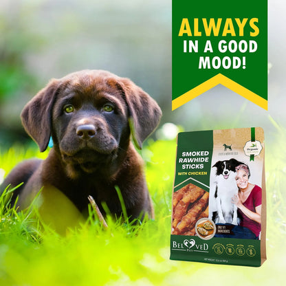 Smoked Rawhide Sticks Wrapped with Chicken